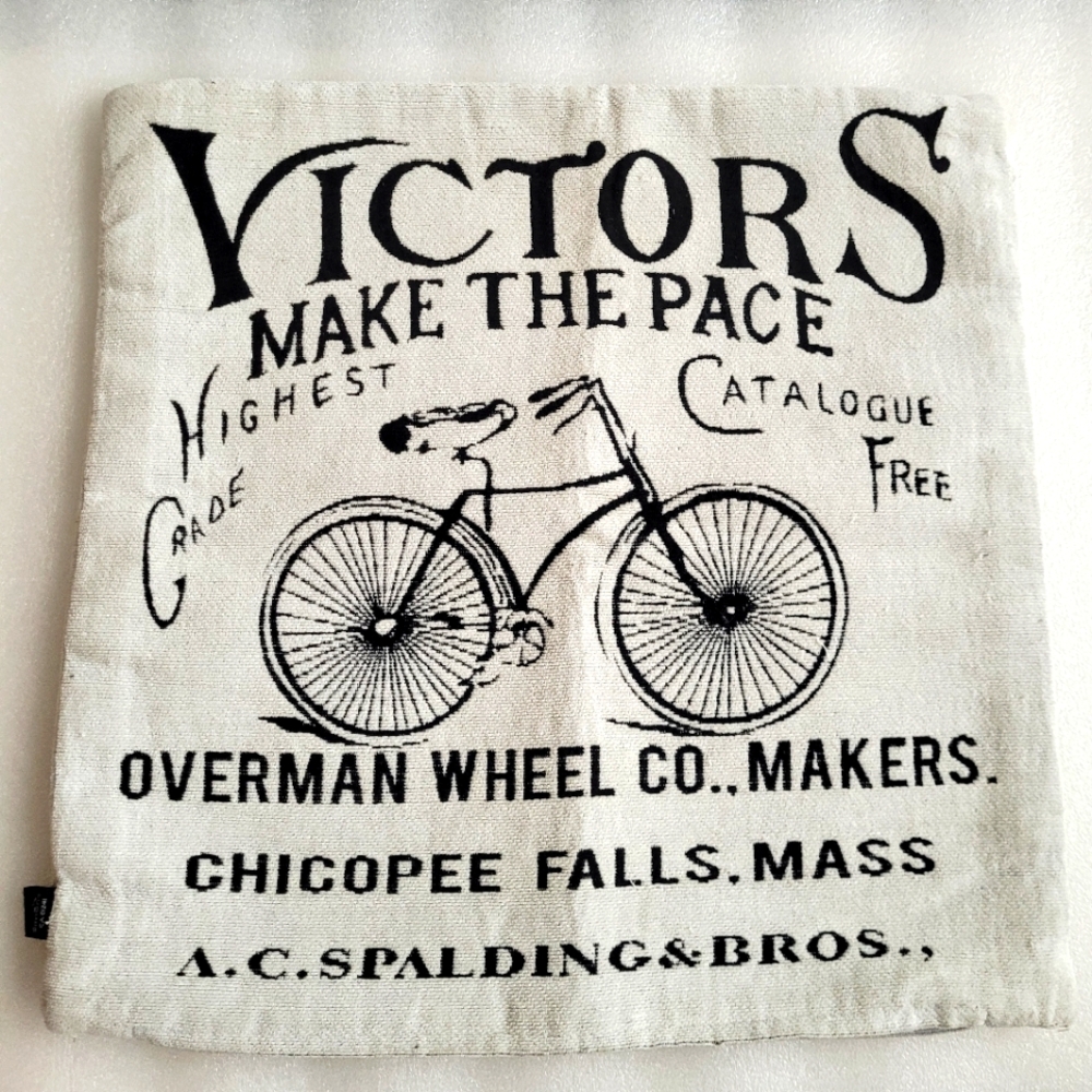 Victors Bicycle Print Canvas Pillow Cover